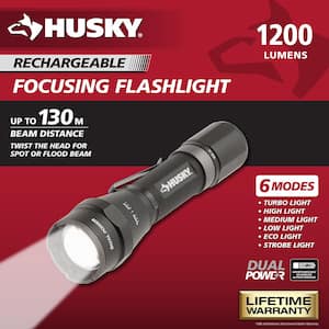 1200 Lumens Dual Power LED Rechargeable Focusing Flashlight