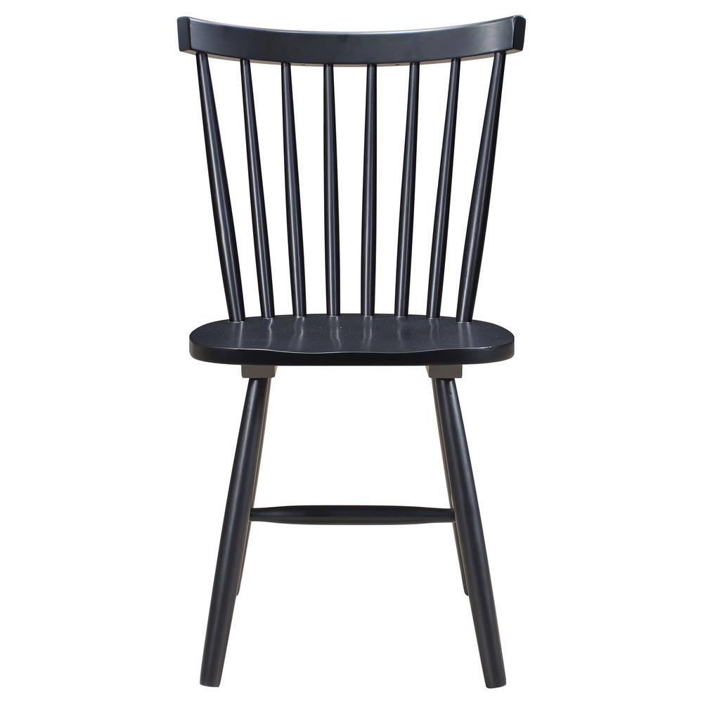 Black Solid Wood Windsor Side Chair Set with Slat Back
