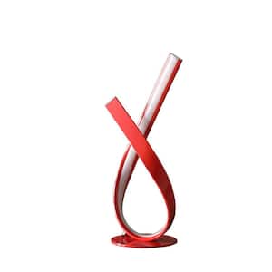 17 in. Upright Ribbon Bow LED Red Metal Table Lamp