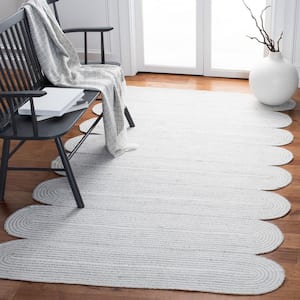 Cape Cod Gray/Ivory 6 ft. x 6 ft. Solid Color Striped Square Area Rug