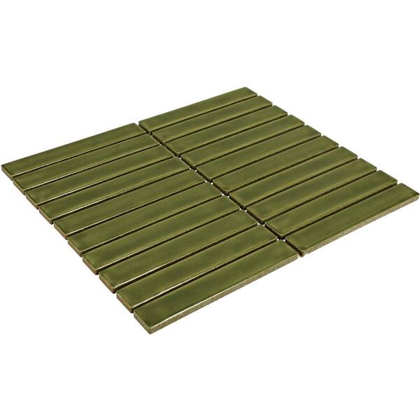 うちの子スタイル *グリーンゴールド Daltile Artcrafted Fern 2-7/8 in. x 2-1/4 in. Glossy Ceramic