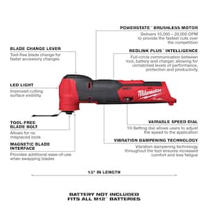 M12 FUEL 12-Volt Lithium-Ion Cordless Compact Band Saw, M12 FUEL Oscillating Multi-Tool and M12 FUEL 3 in. Cut Off Saw