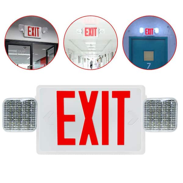 Integrated LED Emergency Light with 2 Adjustable Lamps 90 Min Backup UL Listed 120-277-Volt AC White 20-Watt Equivalent