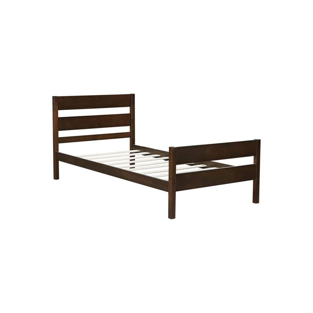Espresso Brown Rubber Wood Frame Twin Size Platform Bed with Headboard and Footboard price history on PriceWatchPro