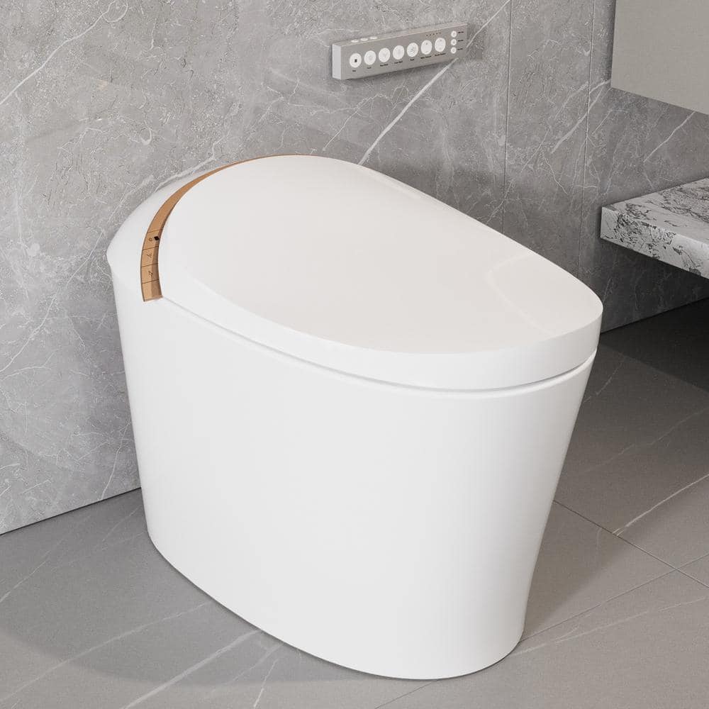 White Elongated Free Standing High Efficiency Smart Toilet