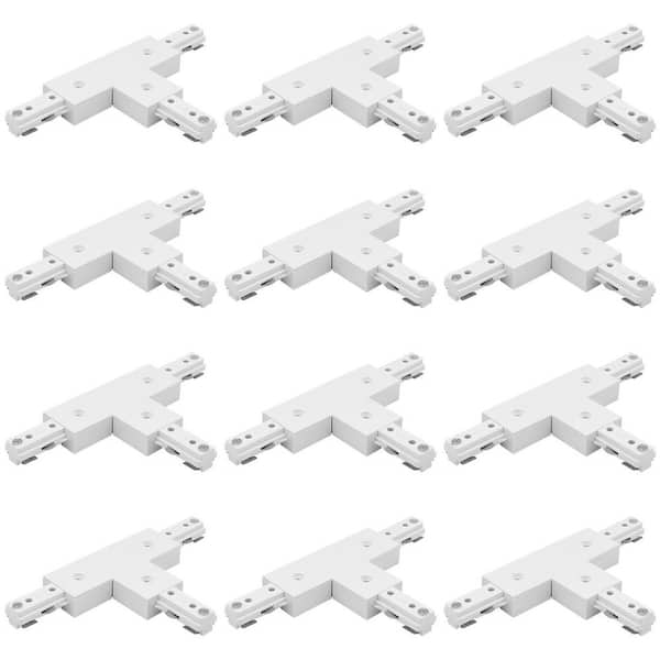 H Track Light T-Connector, H-type 3-Way Connector, Compatible with 120V 3-Wire Single Circuit Power Source White 12 Pack