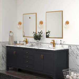 Modern Brass Gold Bedroom Wall Light Iros 1-Light Globe Bathroom Vanity Light with Seeded Glass Shade