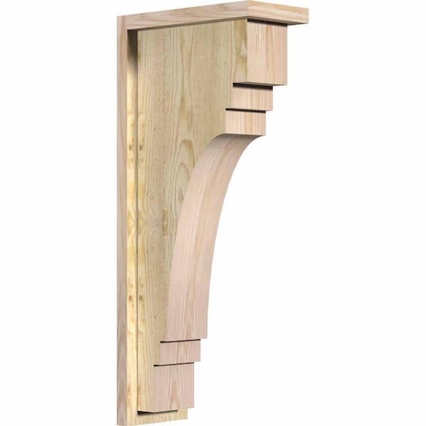 Ekena Millwork 6 in. x 12 in. x 28 in. Douglas Fir Pescadero Rough Sawn Corbel with Backplate