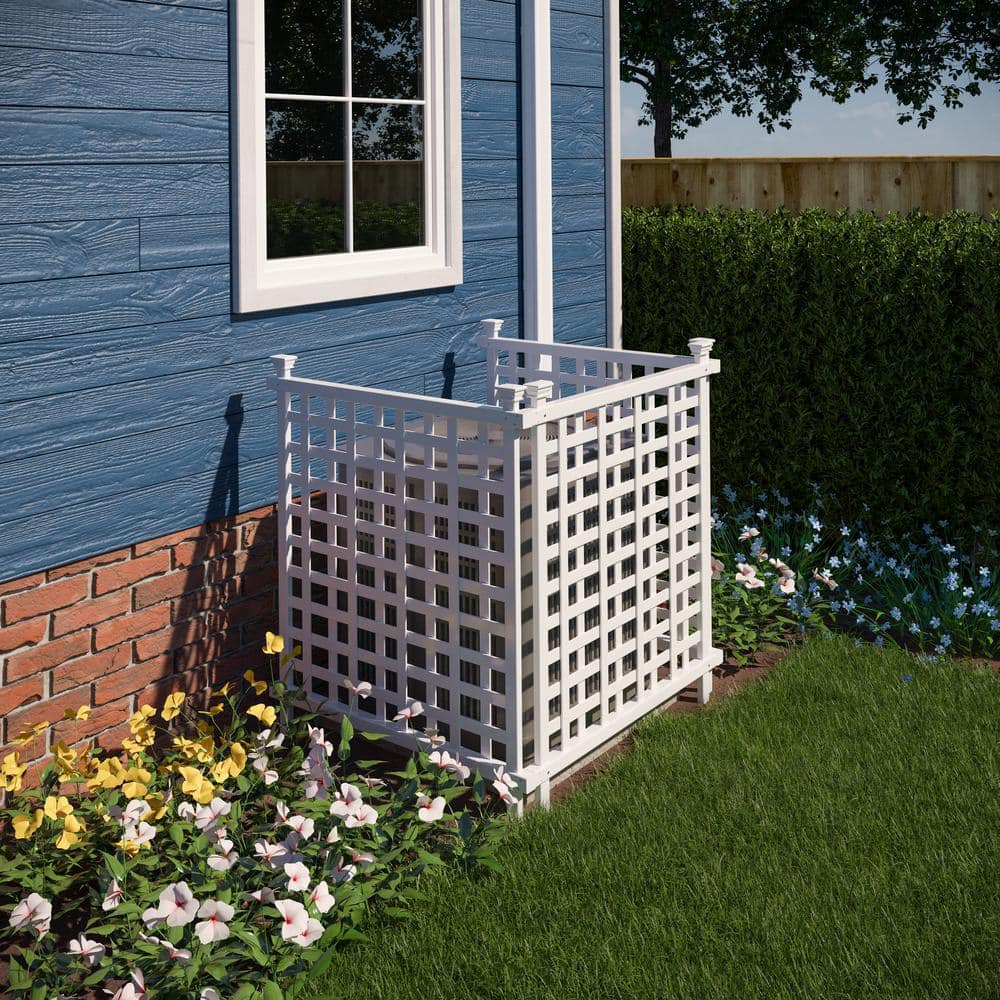 White Vinyl Lattice Air Conditioning Cover Screen Kit