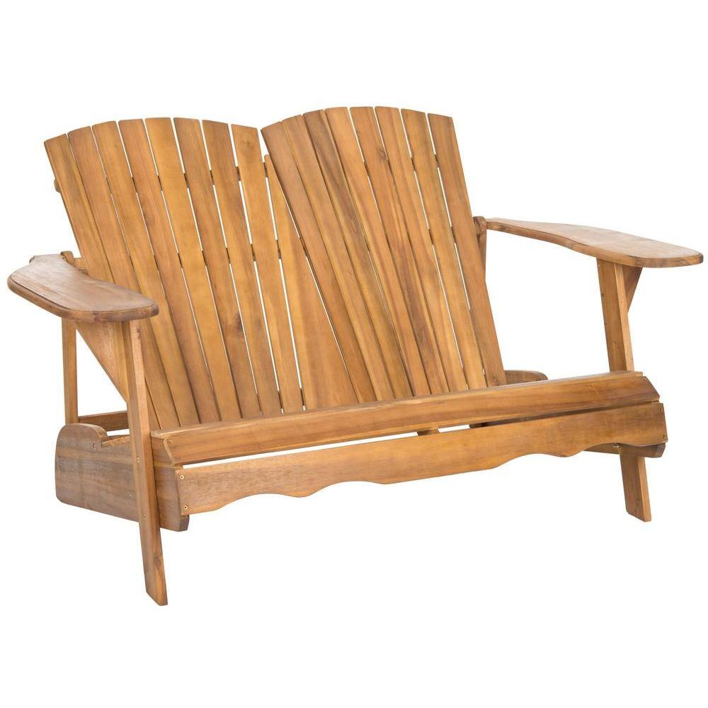 Hantom Transitional 57'' Brown Acacia Wood Adirondack Loveseat