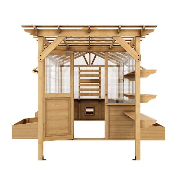 FUFU&GAGA 15.8 ft. W x 9.1 ft. D x 8.5 ft. H Premium Cedar Natural