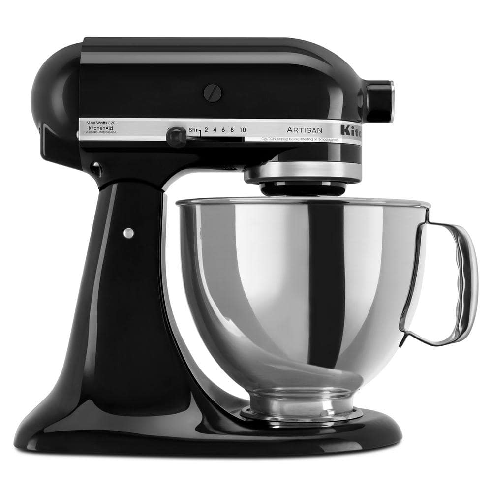KitchenAid Artisan 5 Flat Attachments KSM150PSOB 6-Wire The Dough Mixer Beater, Depot Onyx Hook with - Home Stand 10-Speed Black Whip Qt. and