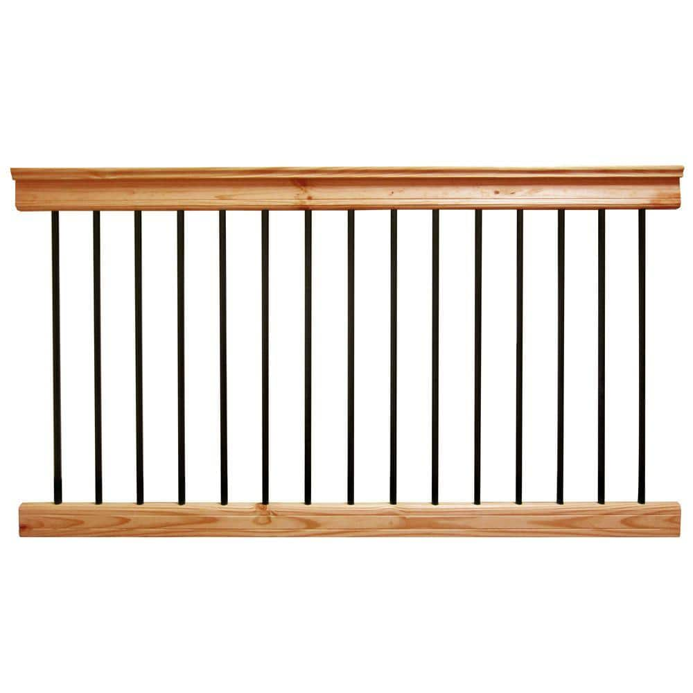 6 Ft Pressure Treated Aluminum And Cedar Tone Southern Yellow Pine   Deck Railing Systems 188176 64 1000 