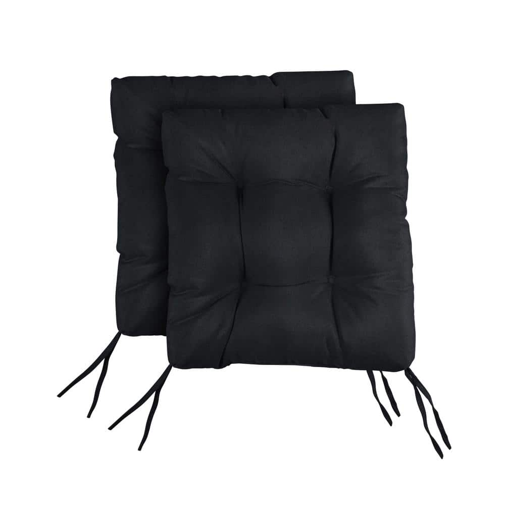 Sorra Home Black Tufted Chair Cushion Square Back 19 X 19 X 3 (set Of 2 