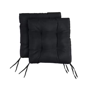 Black Tufted Chair Cushion Square Back 19 x 19 x 3 (Set of 2)