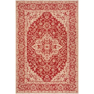 Beach House Red/Cream 4 ft. x 6 ft. Oriental Indoor/Outdoor Patio  Area Rug