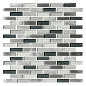 Helsinki 12.76 in. x 12.05 in. Brick Joint Polished & Brushed Marble, Glass & Metal Mosaic Tile (1.07 sq. ft./Each)