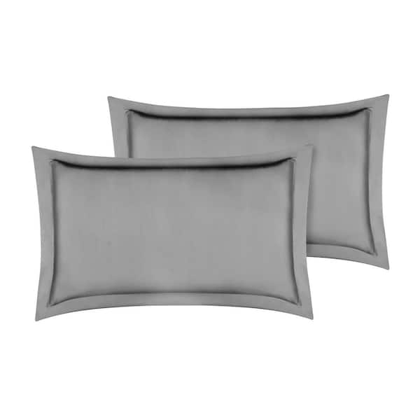 A1 Home Collections A1HC GOTS Certified Sateen Weave Single Ply Dark Grey 300TC Organic Cotton Standard Pillow Sham Pair