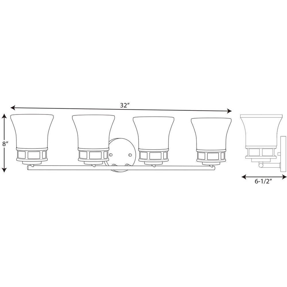 Cascadia 32'' Polished Chrome 4-Light Bath Vanity with Etched Glass Shades