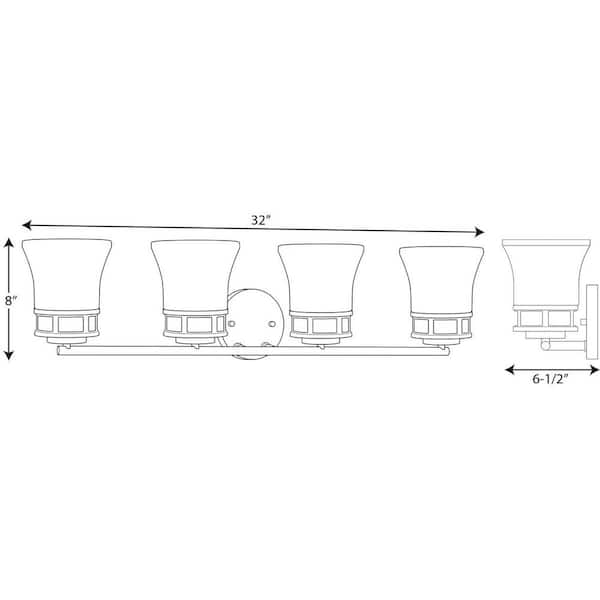 Cascadia Collection 4-Light Polished Chrome Etched Glass Coastal Bath Vanity Light