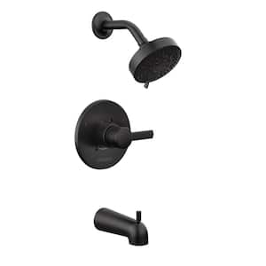 Precept 1-Handle Wall-Mount Tub and Shower Faucet Trim Kit in Matte Black (Valve Not Included)