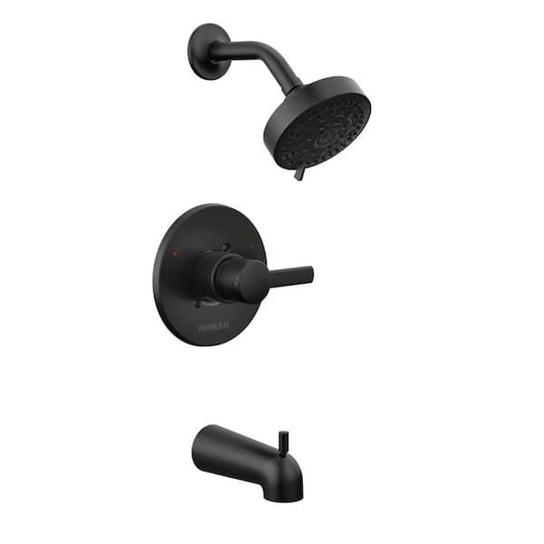 Peerless Precept 1-Handle Wall-Mount Tub and Shower Faucet Trim Kit in Matte Black (Valve Not Included)