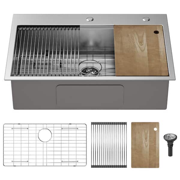 QATSPACE DESIGNS INC 33 in. Drop-In/Undermount Single Bowl 16