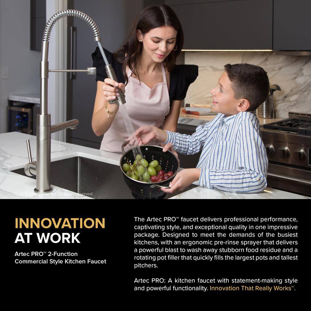Black Stainless Steel and Brushed Gold Commercial Kitchen Faucet with Pull-Out Spray