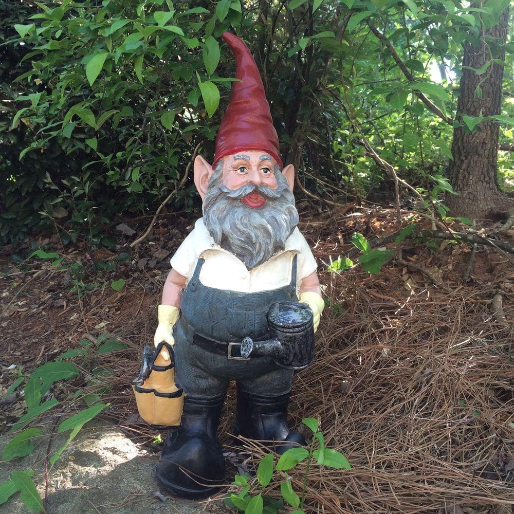 21" Tall Gardener Gnome with Watering Can and Tool Bag