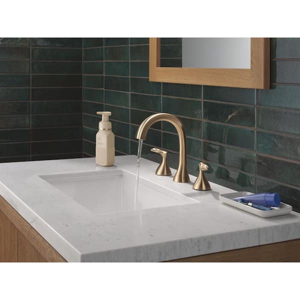 Bonacci Gold 8 in. Widespread Double Handle Bathroom Faucet in Lumicoat Champagne Bronze