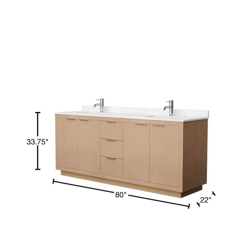 Maroni 80'' Light Straw Double Freestanding Vanity with Carrara Marble Top