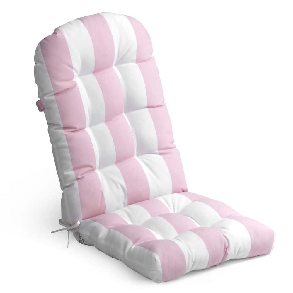 19.7 in. x 49.6 in. 1-Piece Outdoor Adirondack Chair Cushion Rocking Chair Cushions High Back in Pink and White Stripe price history on PriceWatchPro