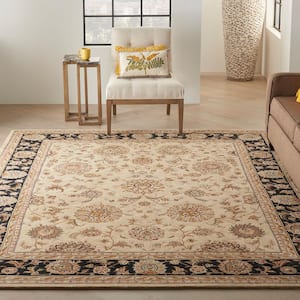 2000 Beige 9 ft. x 12 ft. Bordered Traditional Area Rug