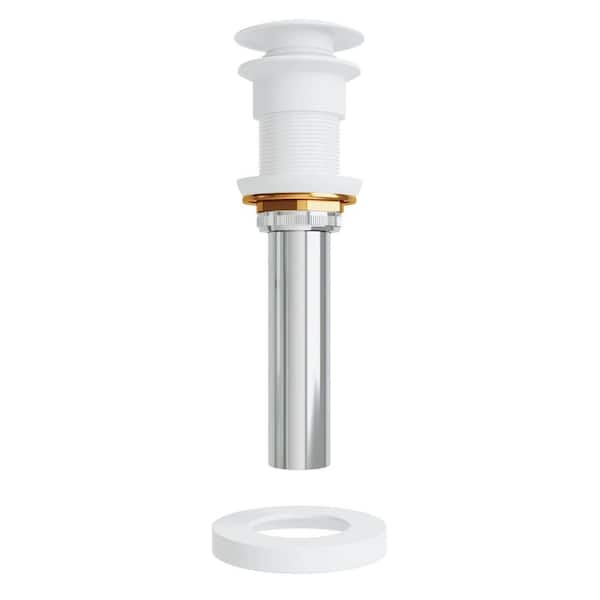 Vessel Bathroom Sink Pop-Up Drain and Mounting Ring in Matte White