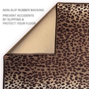 Leopard Brown Color 31 in. Width x Your Choice Length Custom Size Roll Runner Rug/Stair Runner