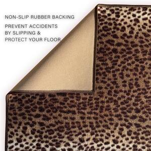 Leopard Brown Color 31 in. Width x Your Choice Length Custom Size Roll Runner Rug/Stair Runner