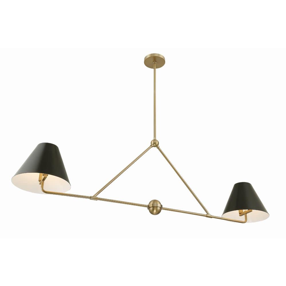 Vibrant Gold and Black Steel 4-Light Chandelier