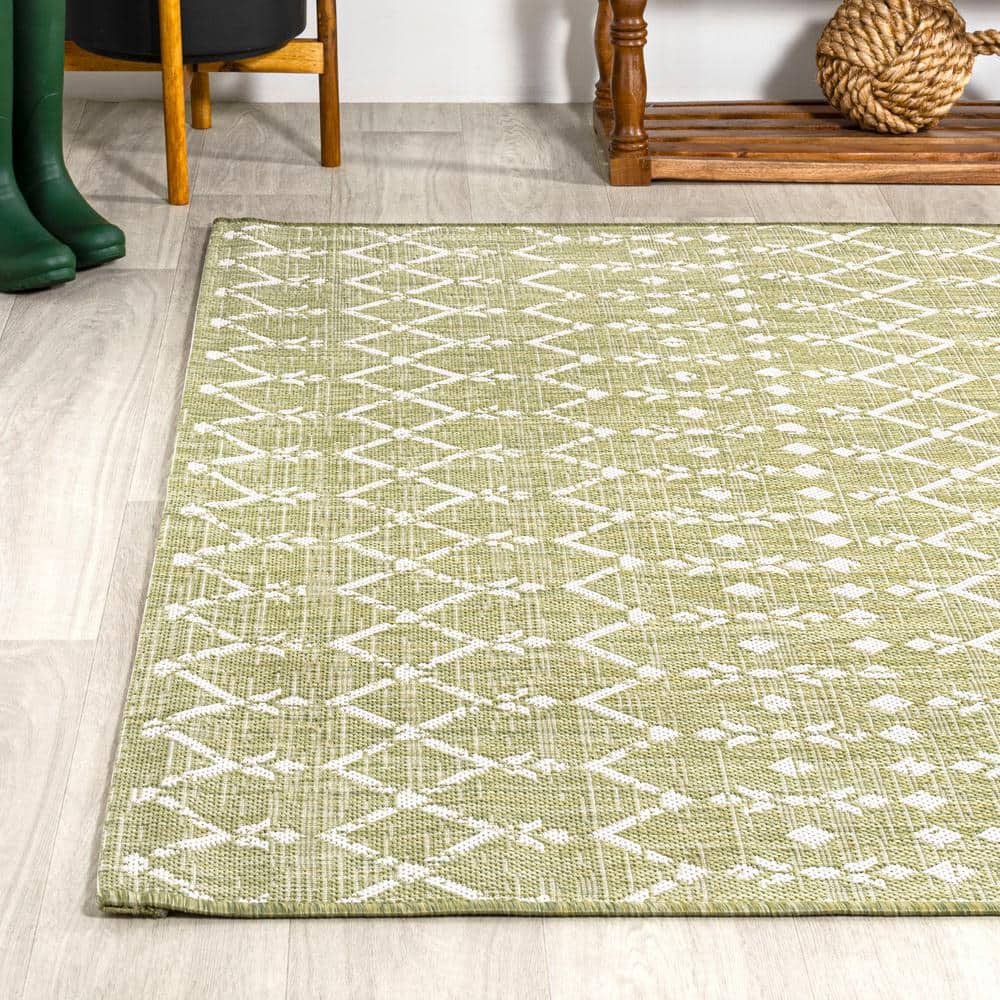 Boho-Chic Moroccan Tribal Geometric Black 9' x 12' Outdoor Area Rug