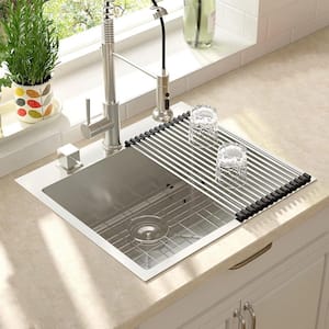 25 in. x 22 in. 16-Gauge Stainless Steel Single Bowl Topmount Drop-In Kitchen Sink with Bottom Grid