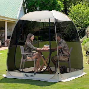 6 ft. x 6 ft. Beige Instant Pop Up Screen House Room Camping Tent, Mesh Walls, UPF 50+ UV Protection, Not Waterproof