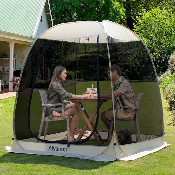 6 ft. x 6 ft. Beige Instant Pop Up Screen House Room Camping Tent, Mesh Walls, UPF 50+ UV Protection, Not Waterproof