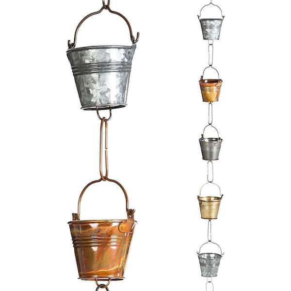 Iron Buckets 8 ft. Metal Rain Chain