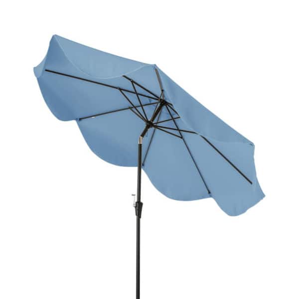 Kadehome 9 ft. Metal Market Patio Umbrella in Navy with Crank Handle and Push Button Tilt