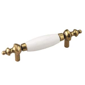 Cherbourg Collection 3 in. (76 mm) White and Antique English Traditional Cabinet Bar Pull