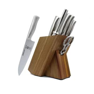 9-Pieces 4116 Stainless Steel Knife Set with SS Handle with Acacia Knife Block