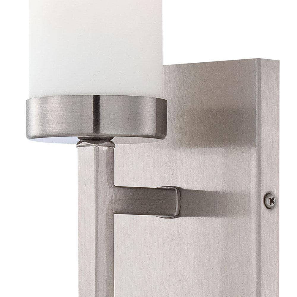 Aged Patina Iron and Etched Opal Glass Cylinder Sconce