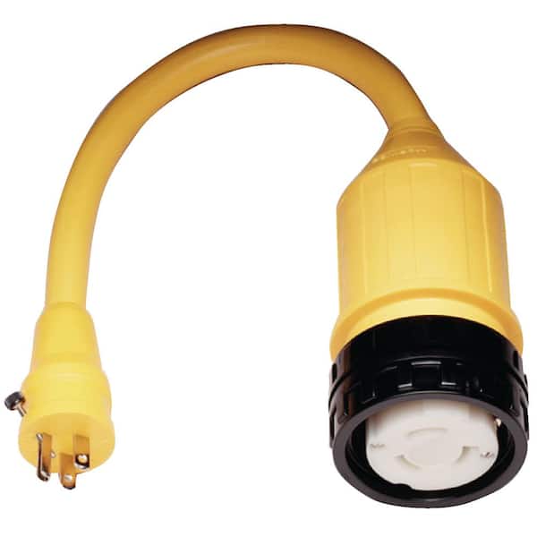 Standard Pigtail Adapter Dock Side Male 15 Amp 125V Straight Blade, Female 50A 125V Locking with Sealing Collar System