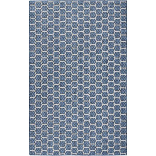 Nourison Reversible Indoor Outdoor Blue 6 ft. x 9 ft. Honeycomb Contemporary Area Rug
