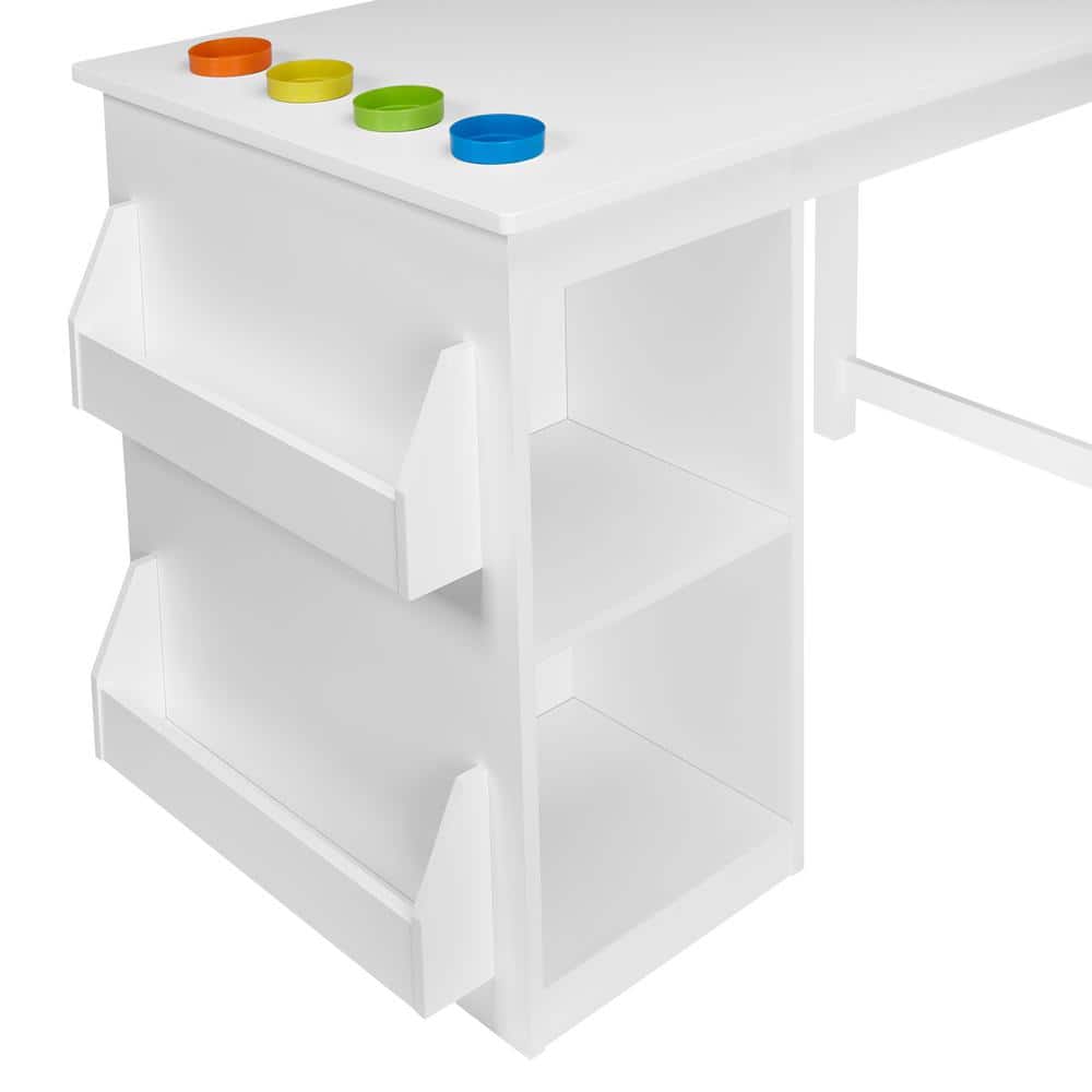White Minimalist Children's Activity Table with Storage Bins