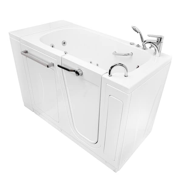 Zen 52 in. x 29.50 in. Acrylic Right Drain Walk-In Whirlpool Bathtub in White, Right Inward Swing Door, 2 Piece Faucet